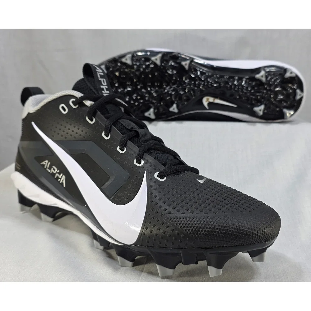 Nike Alpha Menace 4 Varsity Football Cleats Black White FN0027-001 Men's Size 12